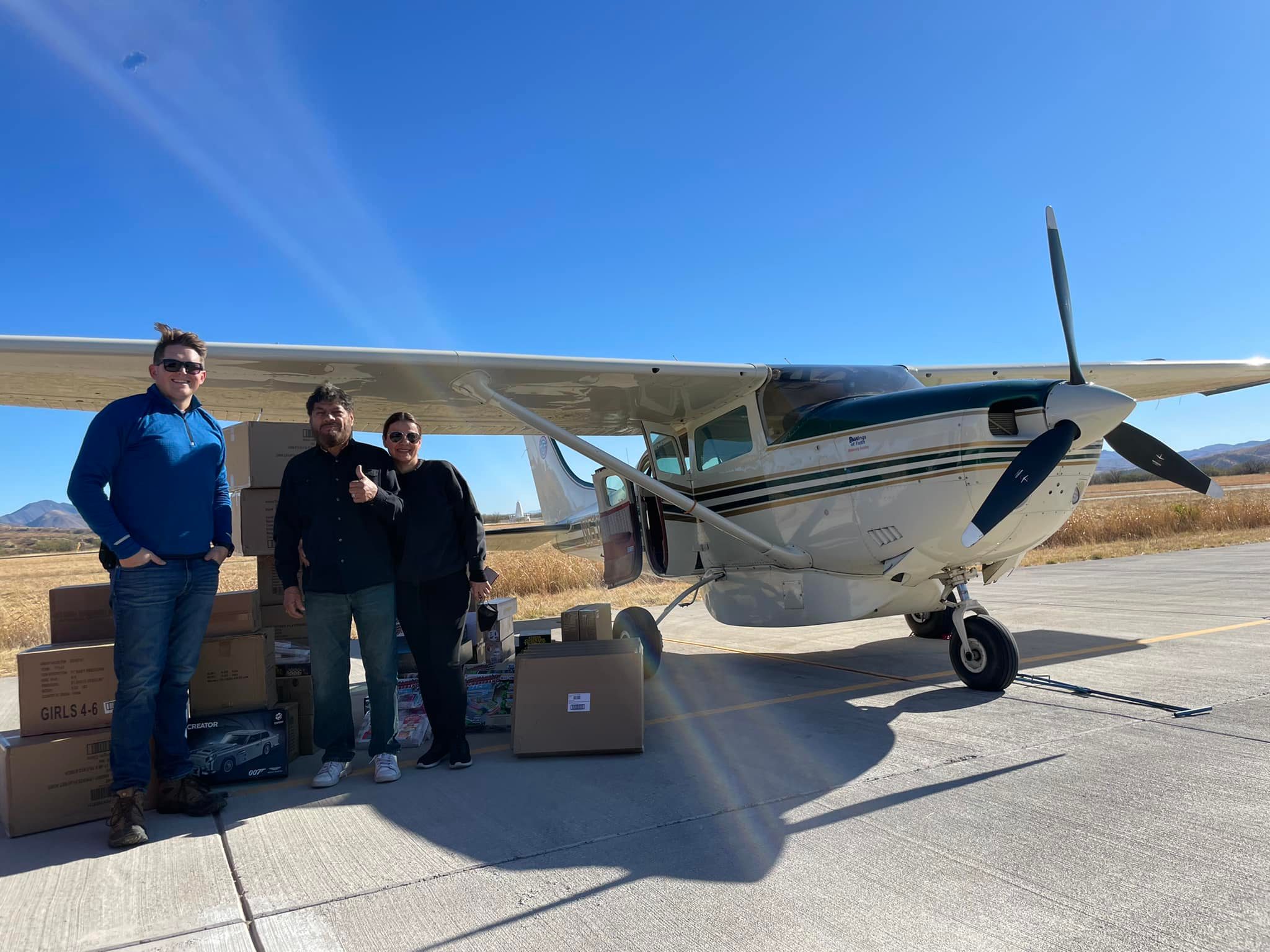 pilots with donations being delivered to indian reservations